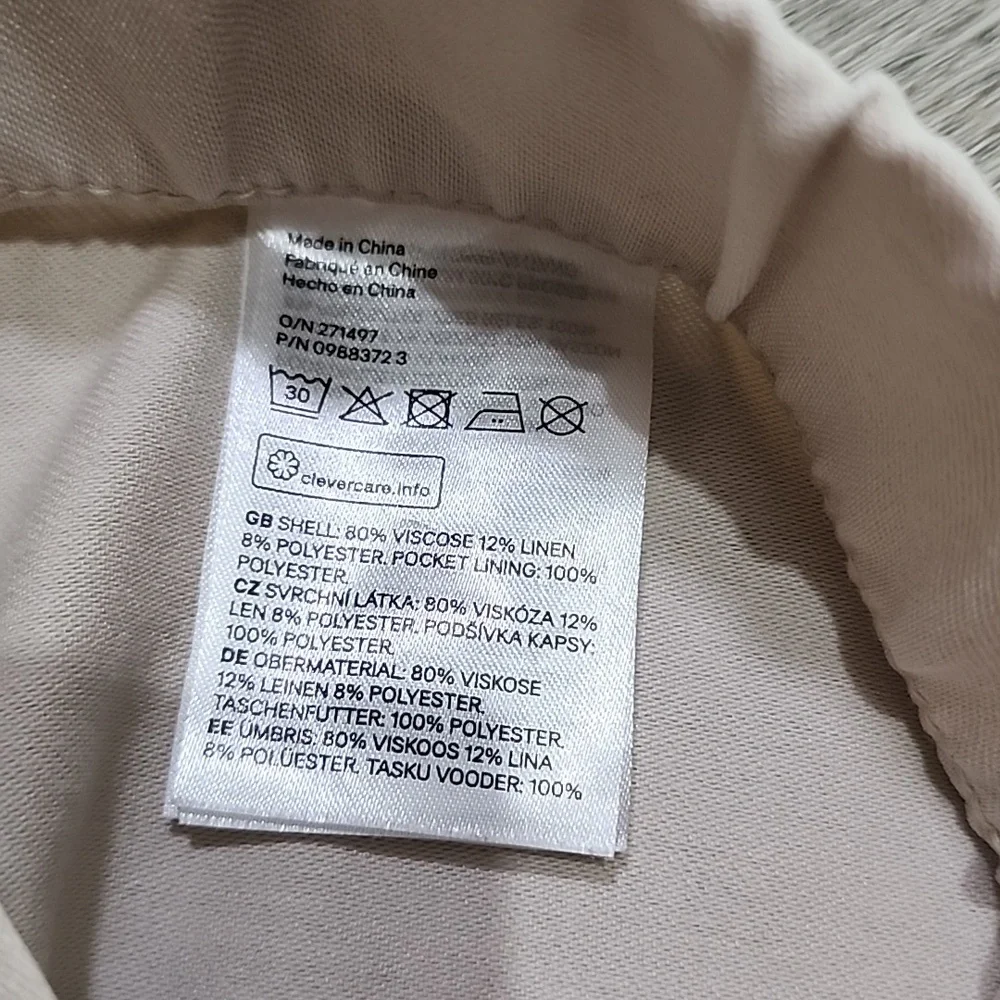 H&M wide leg linen blend pants slit at hem size 4